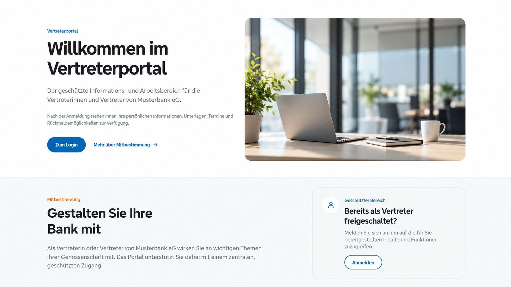 Portalansicht für Vertreter